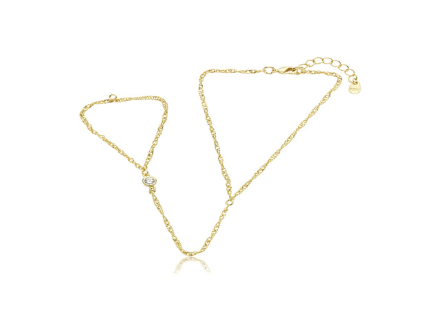 Pulseira Hand Chain Ponto de Luz Banho Ouro 18k | Veri