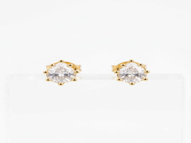 Brinco Ponto de Luz Gota Zircônia Banho Ouro 18k | Veri