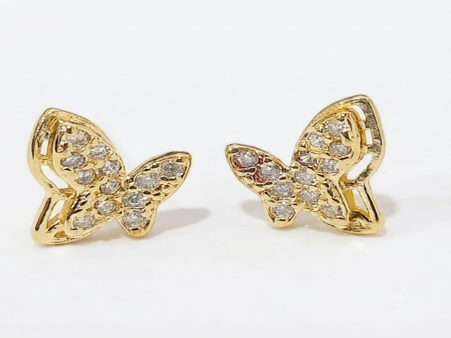 Brinco Borboleta Cravejado Zircônias em Banho Ouro 18k | Veri