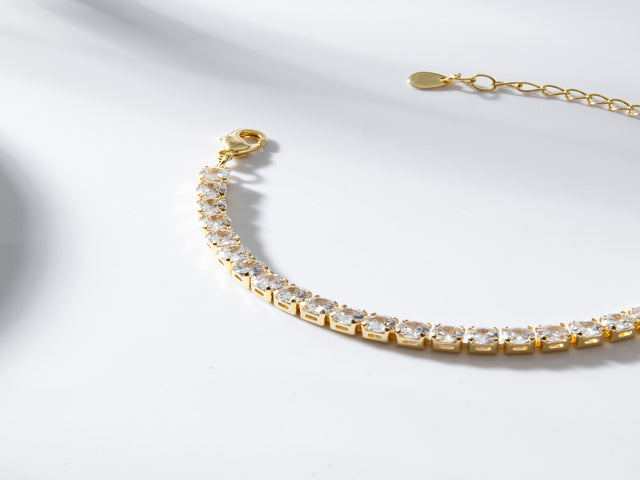 Pulseira Riviera Zircônias 2,5mm Banhada a Ouro 18k Veri