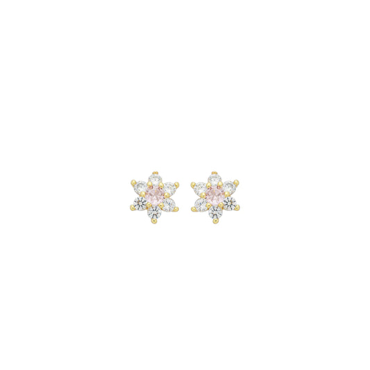 Brinco de Flor ouro 18k e rodio