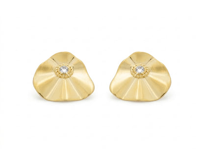 Brinco Orgânico Grande com Zircônia Banhado a Ouro 18k Veri