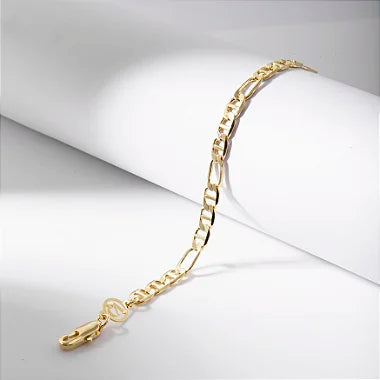 Pulseira Feminina Elos Fígaro e Coração Zircônias Ouro 18k Veri