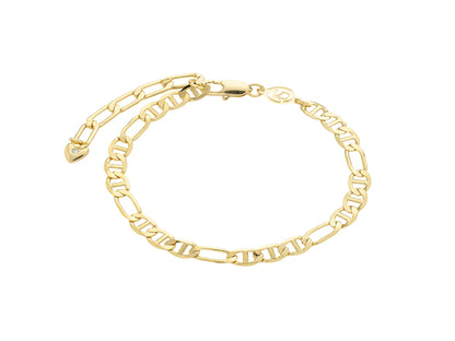 Pulseira Feminina Elos Fígaro e Coração Zircônias Ouro 18k Veri