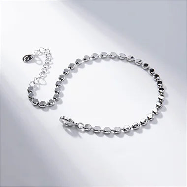 Pulseira Feminina Delicada Mini Medalhas Banho de Ródio Veri