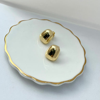 Brinco Botton Liso Banhado a Ouro 18k Hipoalergênico - Veri
