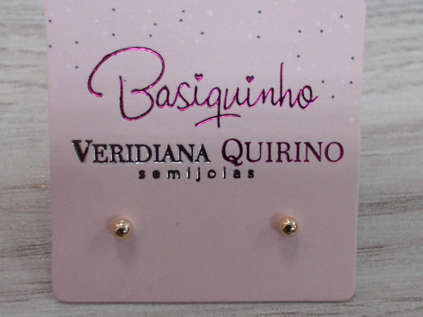Brinco Esfera Elegante com Banho em Ouro 18k Veri