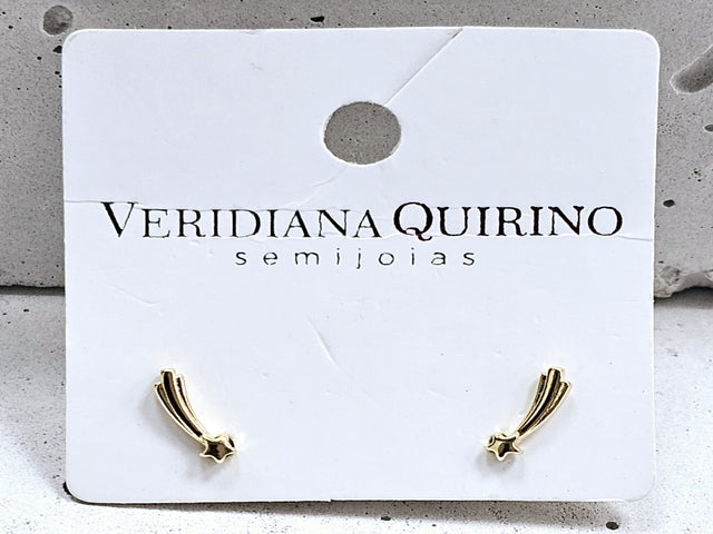 Brinco Estrela Cadente Banhado a Ouro 18k com Zircônias Veri