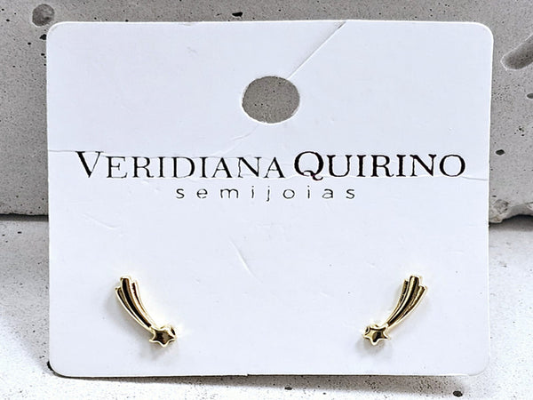 Brinco Estrela Cadente Banhado a Ouro 18k com Zircônias Veri