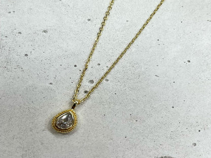 Colar Feminino Pingente Gota Zircônias Banho a Ouro 18k - Veri