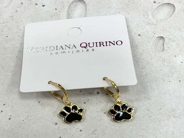 Brinco Mini Argola Patinha com Zircônias em Ouro 18k Veri