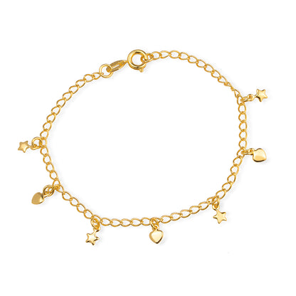 Pulseira Dourada Banhada a Ouro 24K Coração e Estrela - Belice Joias
