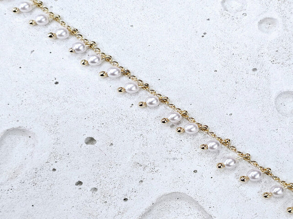 Tornozeleira Feminina Ouro 18k com Pérolas e Zircônias Veri