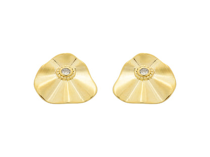 Brinco Orgânico Grande com Zircônia Banhado a Ouro 18k Veri