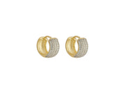 Brinco Argola Zircônia Incolor Cravejada em Ouro 18k Veri