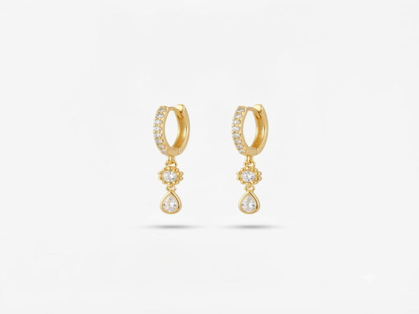 Brinco Argola Gota e Ponto de Luz Banho Ouro 18k | Veri