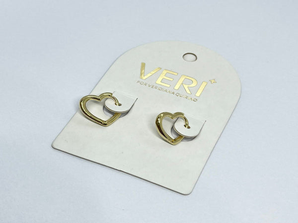 Brinco Argola Coração com Zircônias Banhado a Ouro 18k | Veri