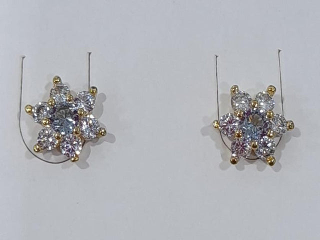 Brinco Flor Zircônias Sky Blue em Banho de Ouro 18k Veri