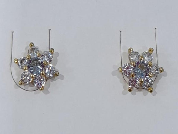 Brinco Flor Zircônias Sky Blue em Banho de Ouro 18k Veri