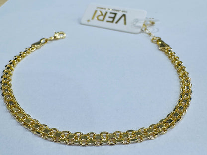 Pulseira Grumet Dupla com Zircônias Banho de Ouro 18k Veri