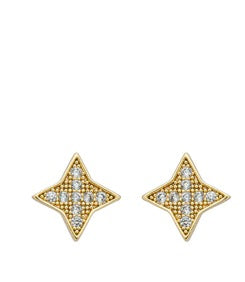 Brinco Estrela Zircônias em Banho de Ouro 18k Veri