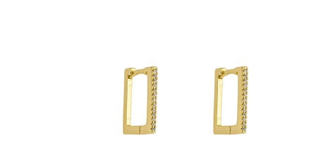 Brinco Mini Argola Geométrica Cravejada Banhada a Ouro 18k | Veri