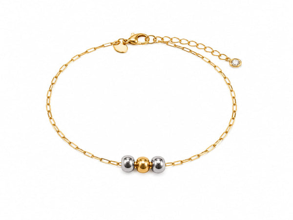 Pulseira Feminina Três Discos Zircônias Banho Ouro 18k Veri