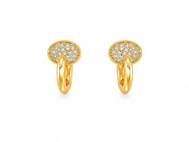 Brinco Argola Círculo Cravejado Zircônias em Ouro 18k | Veri