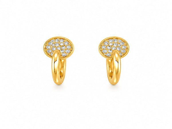 Brinco Argola Círculo Cravejado Zircônias em Ouro 18k | Veri