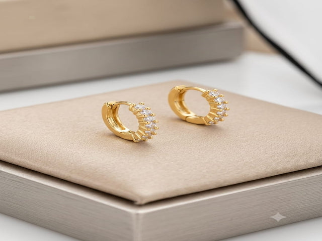 Brinco Argola com Zircônias Banhado a Ouro 18k Veri