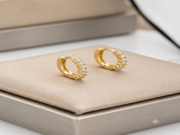 Brinco Argola com Zircônias Banhado a Ouro 18k Veri