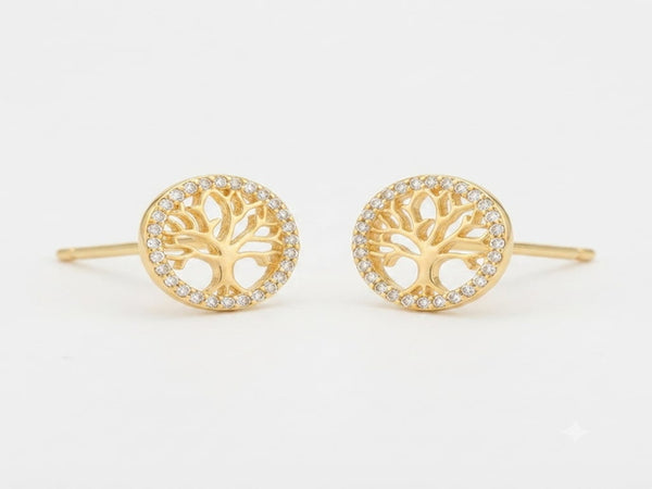 Brinco Árvore da Vida Cravejado Banho Ouro 18k | Veri
