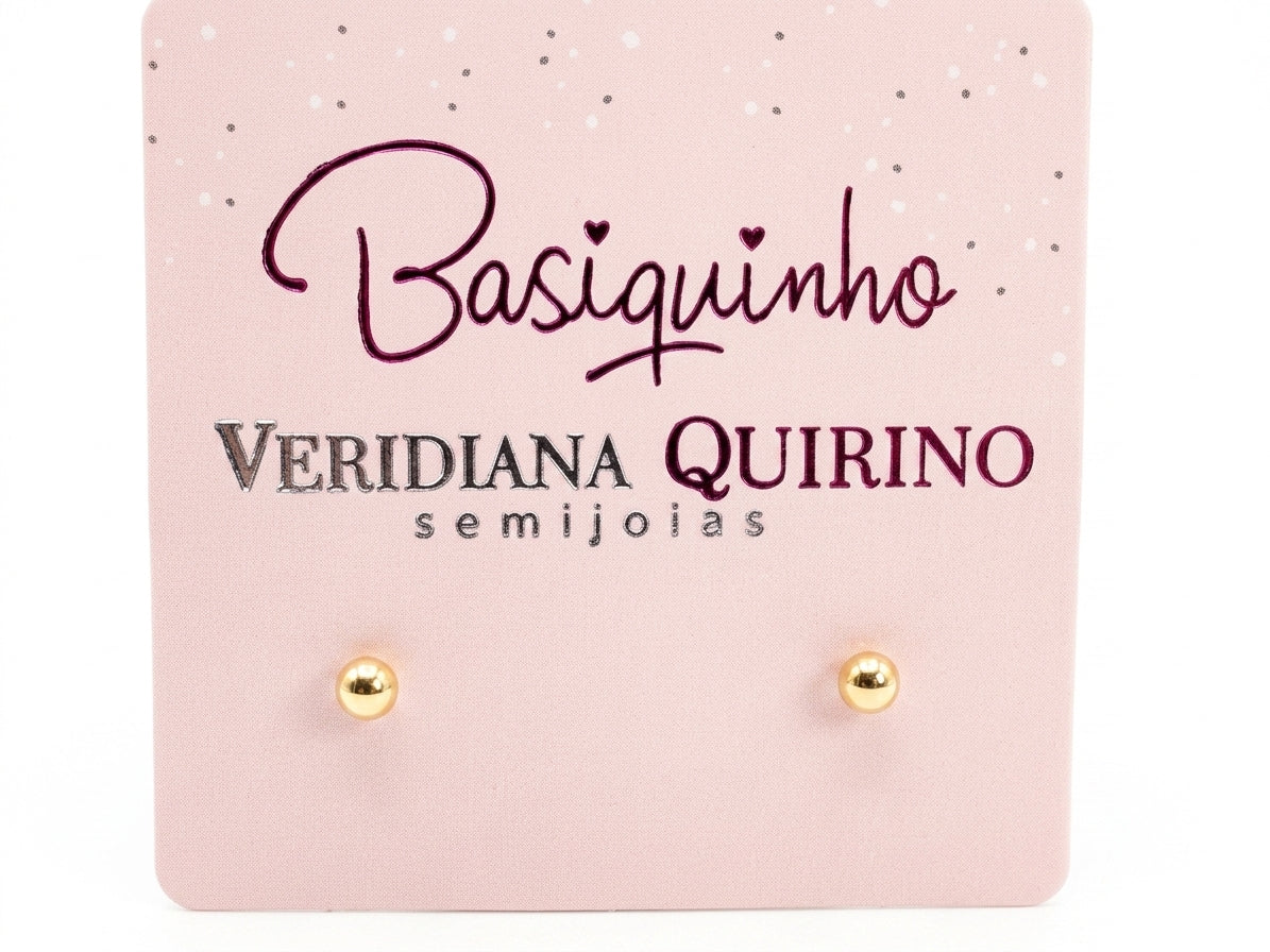 Brinco Esfera Elegante com Banho em Ouro 18k Veri