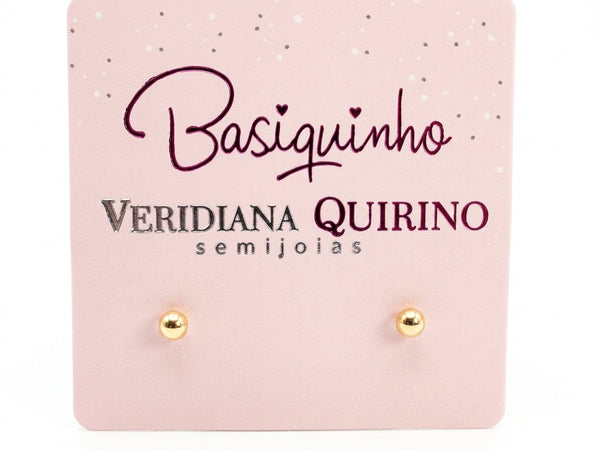 Brinco Esfera Elegante com Banho em Ouro 18k Veri