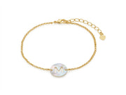 Pulseira Elo Português Inicial M Madrepérola Ouro 18k - Veri