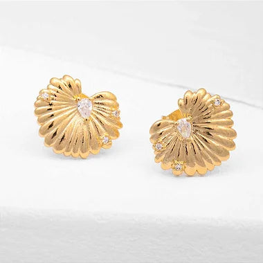 Brinco Concha Banhado a Ouro 18k com Zircônias Veri