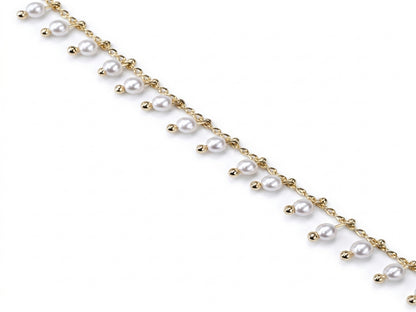 Tornozeleira Feminina Ouro 18k com Pérolas e Zircônias Veri