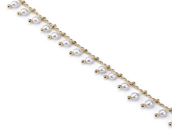 Tornozeleira Feminina Ouro 18k com Pérolas e Zircônias Veri