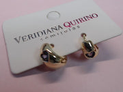 Brinco Argola Coração Zircônia Tanzanita Ouro 18k - Veri