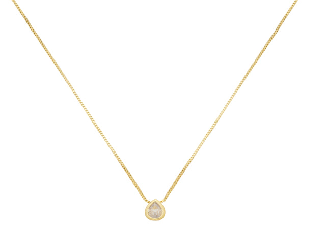 Colar Gota Zircônia Incolor Banho em Ouro 18k Veri
