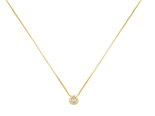 Colar Gota Zircônia Incolor Banho em Ouro 18k Veri