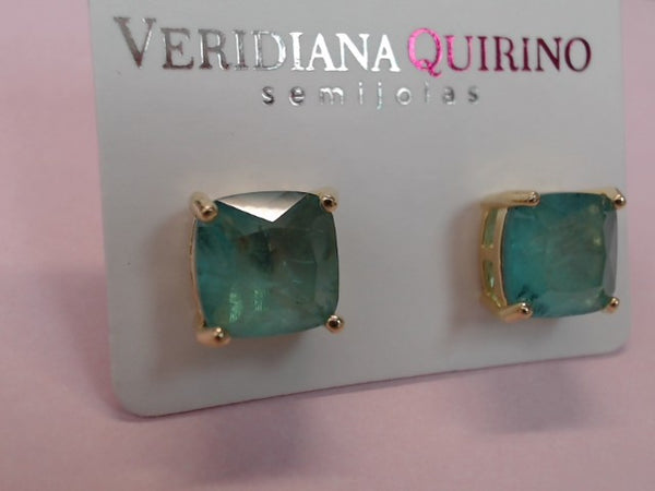 Brinco Quadrado Turmalina Paraíba em Ouro 18k | Veri