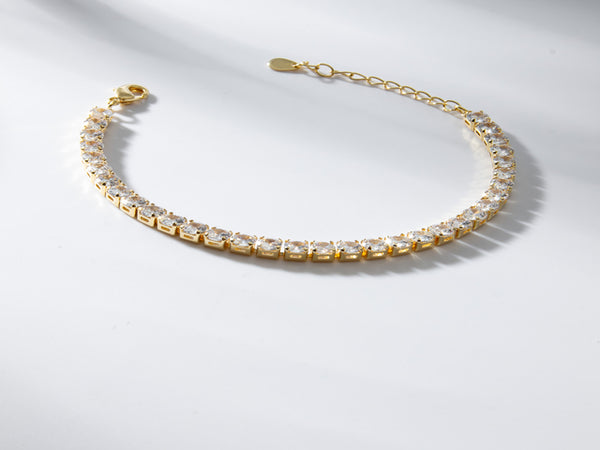 Pulseira Riviera Zircônias 2,5mm Banhada a Ouro 18k Veri