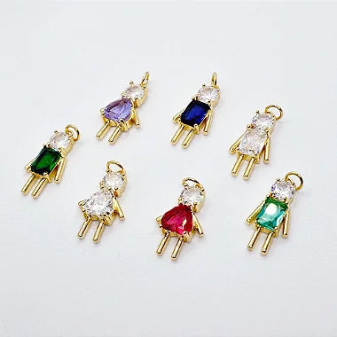 Pingente Separador Menina Zircônias Banhado a Ouro 18k - Veri