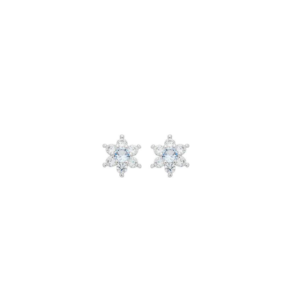 18k gold and rhodium Flower Earring