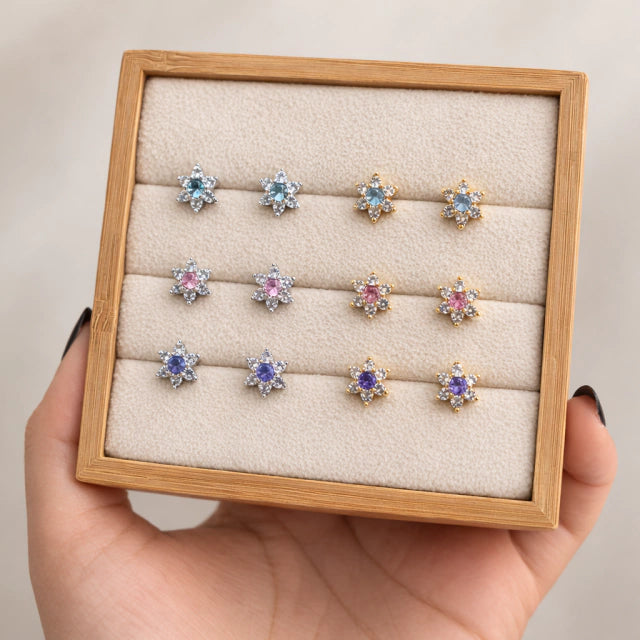 18k gold and rhodium Flower Earring