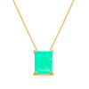 Colar Dourado Feminino Pedra Verde Retangular - Belice Joias