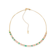 Colar Choker Dourado Pedras Coloridas Ouro 24K - Belice Joias