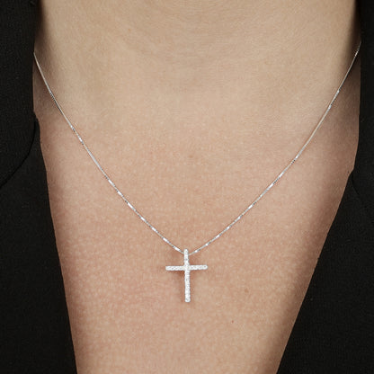 Colar Cruz de Prata 925 Cravejada em Zircônias - Belice Joias