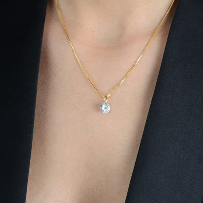 Colar Ponto de Luz Dourado Zircônia Banho Ouro 24K - Belice Joias